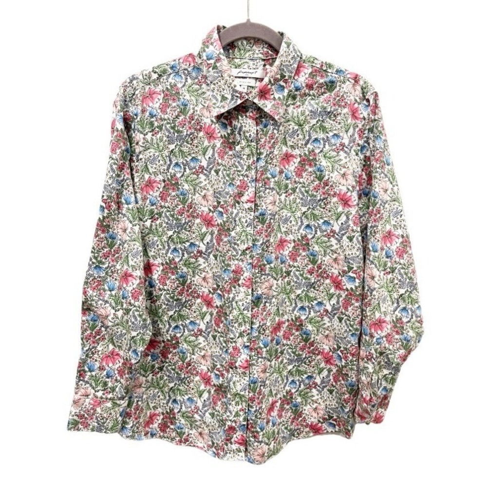 Foxcroft NYC Floral Wrinkle Free 100% Cotton Button Down Top Size 14 Bloomcore